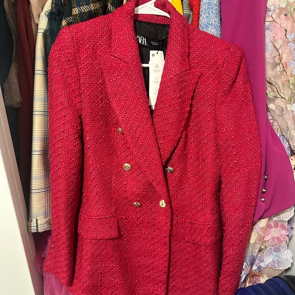Zara Fuchsia Double-Breasted Blazer - Picture 5 of 6